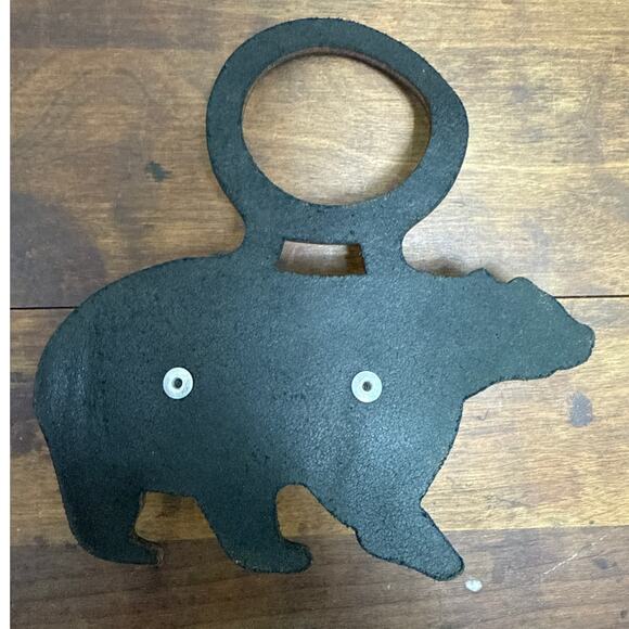 Leather Black Bear With Jingling Bell's Door Bell Hanger Chime Made In USA - Picture 2 of 5